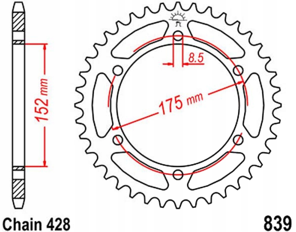 Zadní ozubené kolo Jt R839 51-57Z Yamaha Dt 125 Re MX