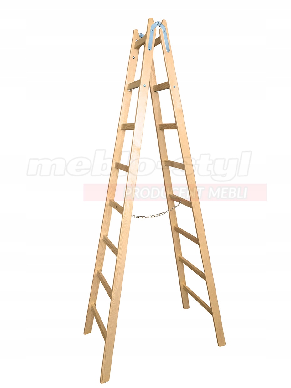 DREWNIANA DRABINA MALARSKA ROZSTAWNA 2x8 SZCZEBLI