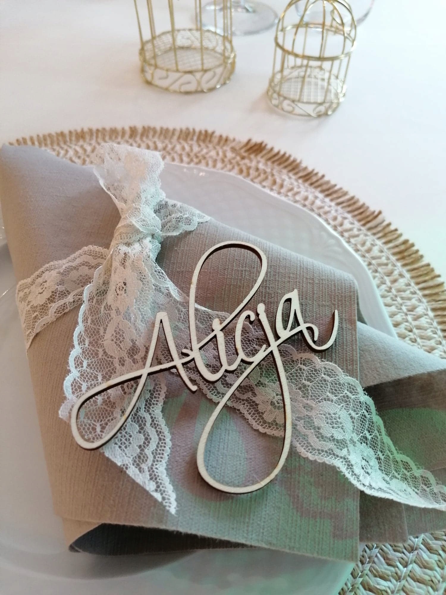 Drewniane winietki wycięte imię ŚLUB WESELE Kod producenta knyf