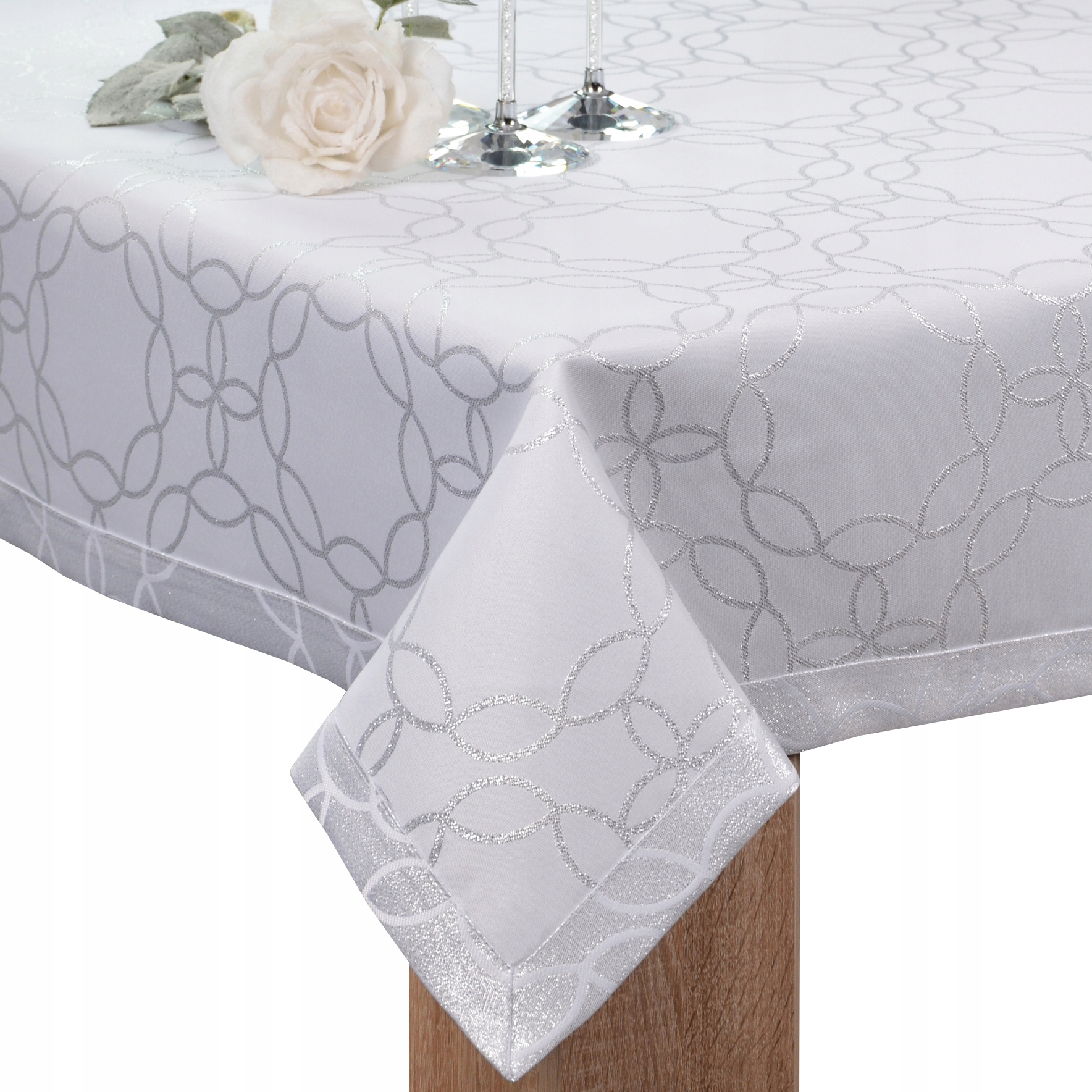 

obrus plamoodporny Modern 300x140 biały srebro