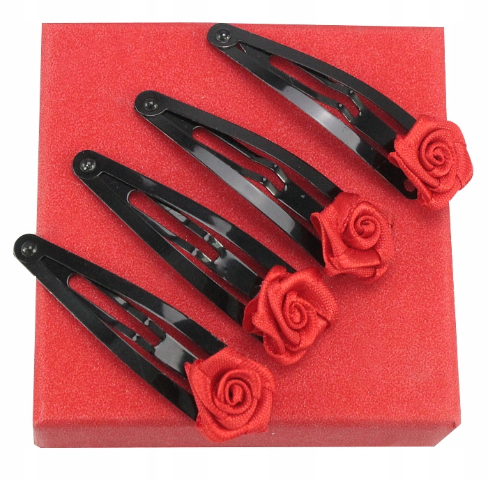 

Komplet Spinki Czerwone Różyczki Flamenco 4 Sztuki