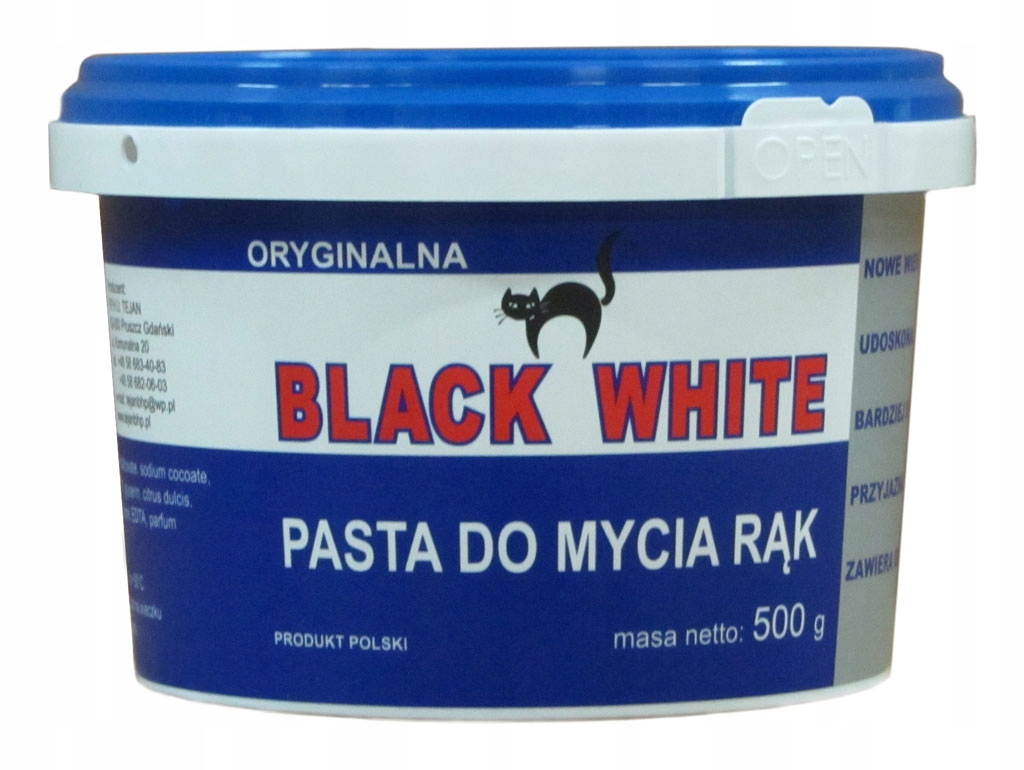 

Pasta Do Mycia Rąk Black White Z Dod. Trącym 500G.