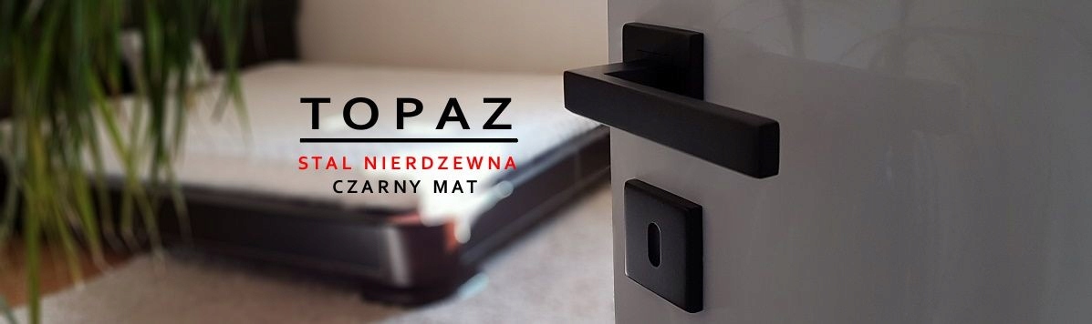 KLAMKA DO DRZWI TOPAZ CZARNY MAT - KOMPLET ROZET Marka Metal-Bud