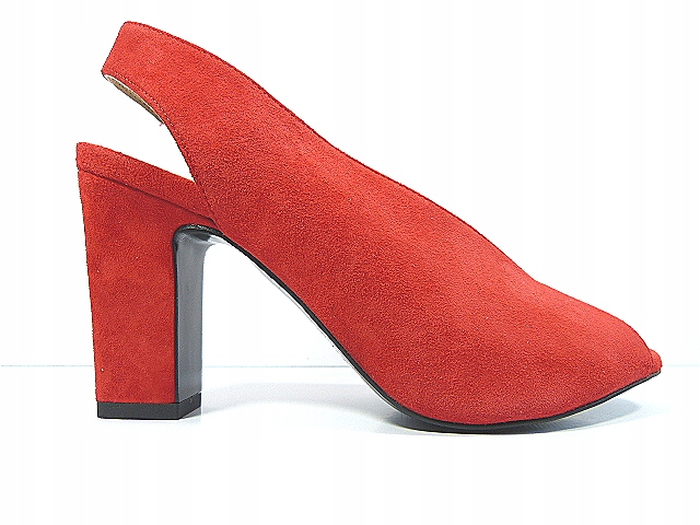 Šťavnaté červené sandály Sala 37 s koženým podpatkem, elegantní dámské boty