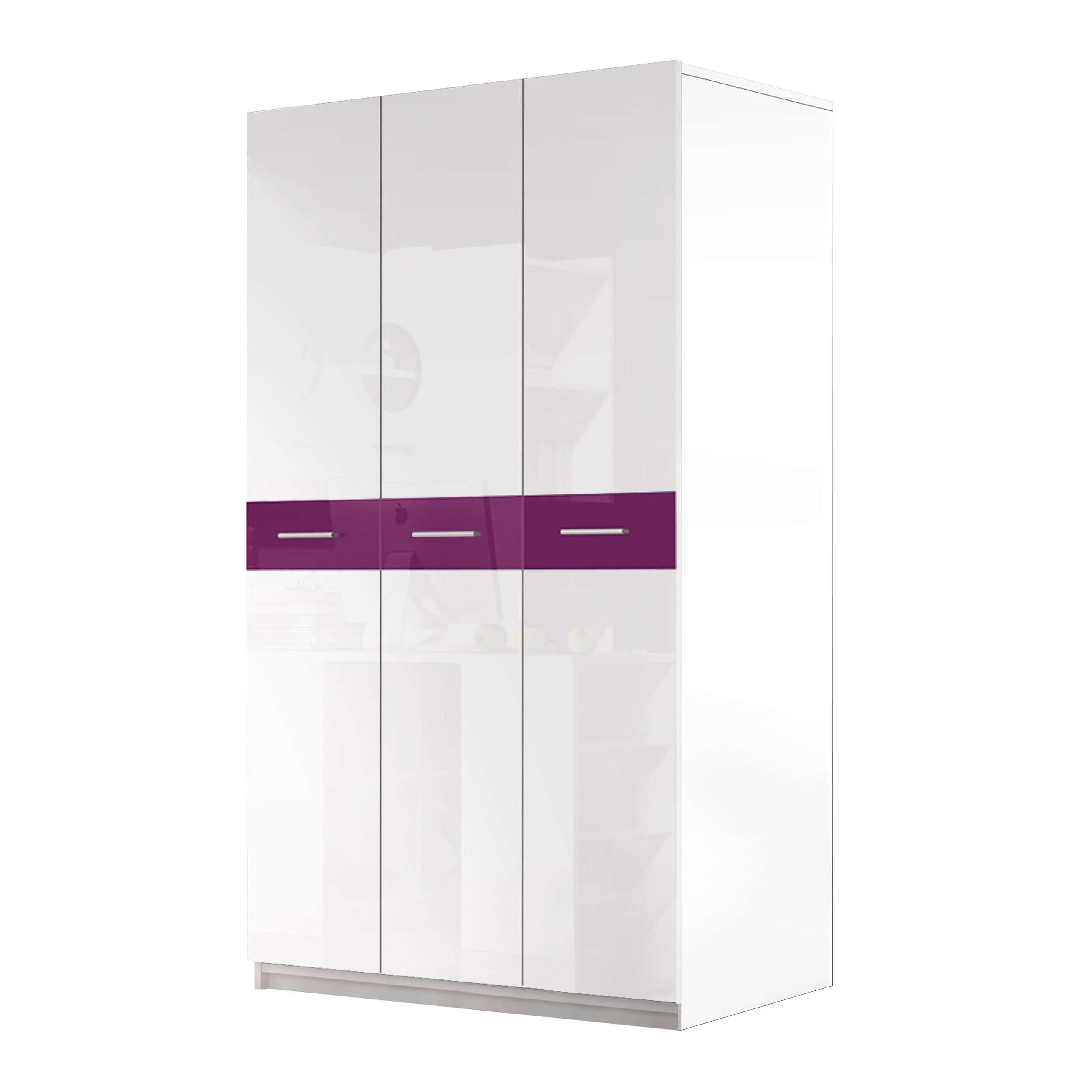 szafa RAJ 1 szerokość 120 cm - drzwi uchylne - biało różowy połysk Kolor mebla wielokolorowy