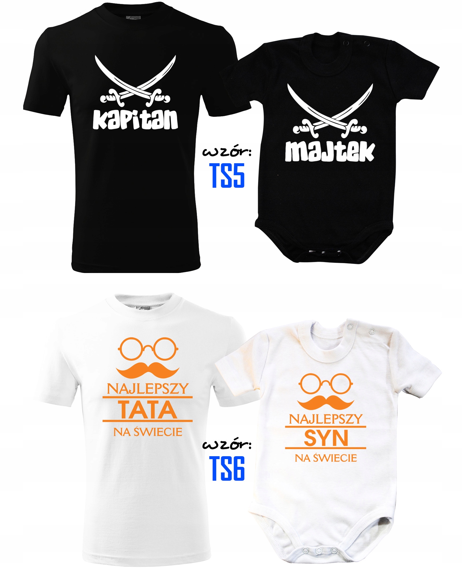 ZESTAW MĘSKA KOSZULKA DLA TATY I BODY DLA SYNA Wzór dominujący inny wzór