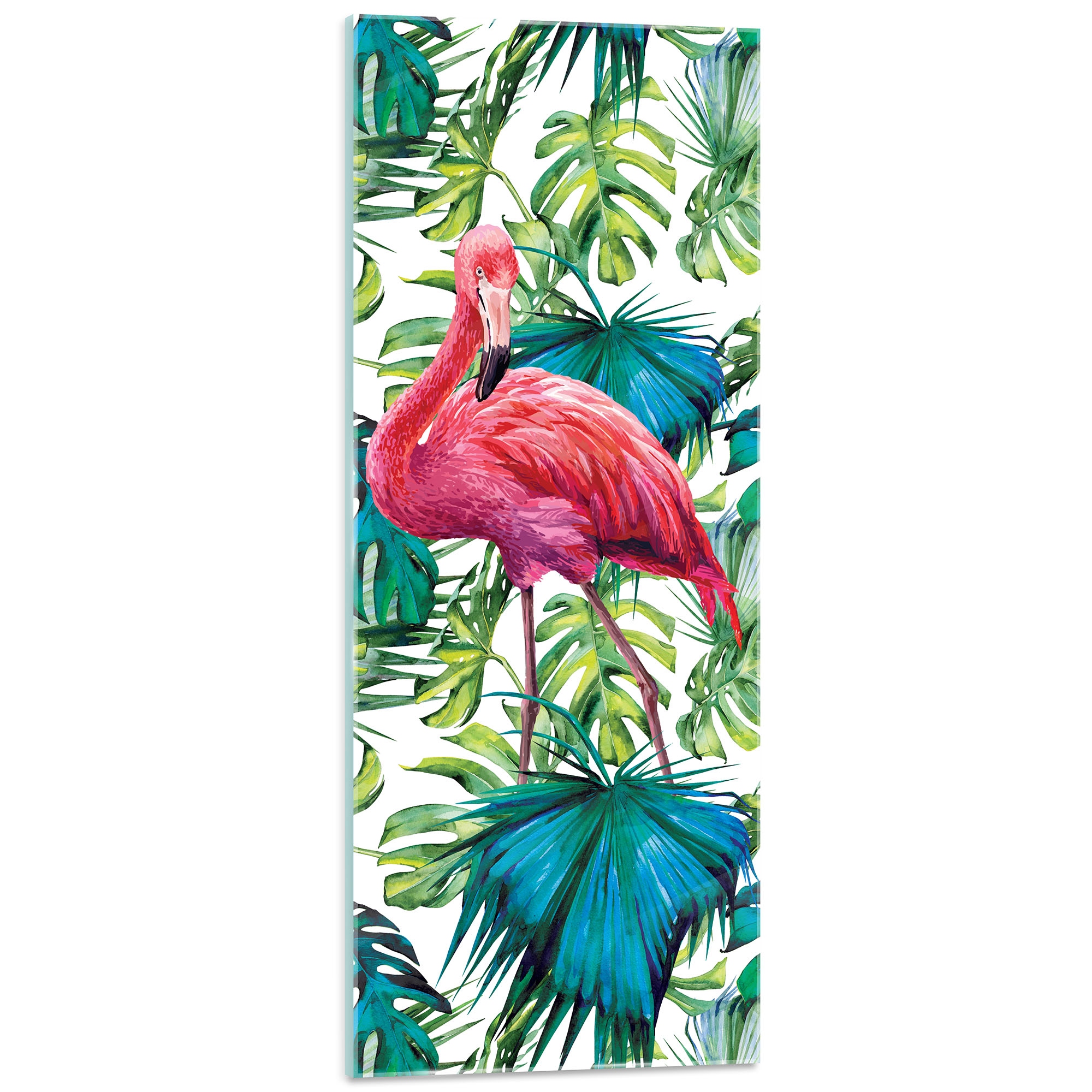 Obraz na skle skleněné listy plameňák 3D 125x50