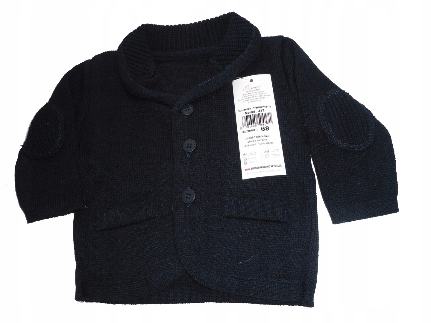 80 SWETEREK granatowy marynarka do chrztu PL.