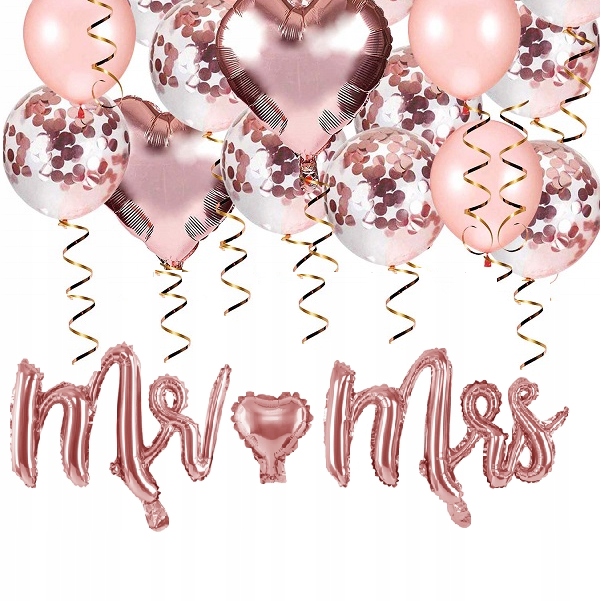

Balony Zestaw Ślub Mr & Mrs Rose Gold XL