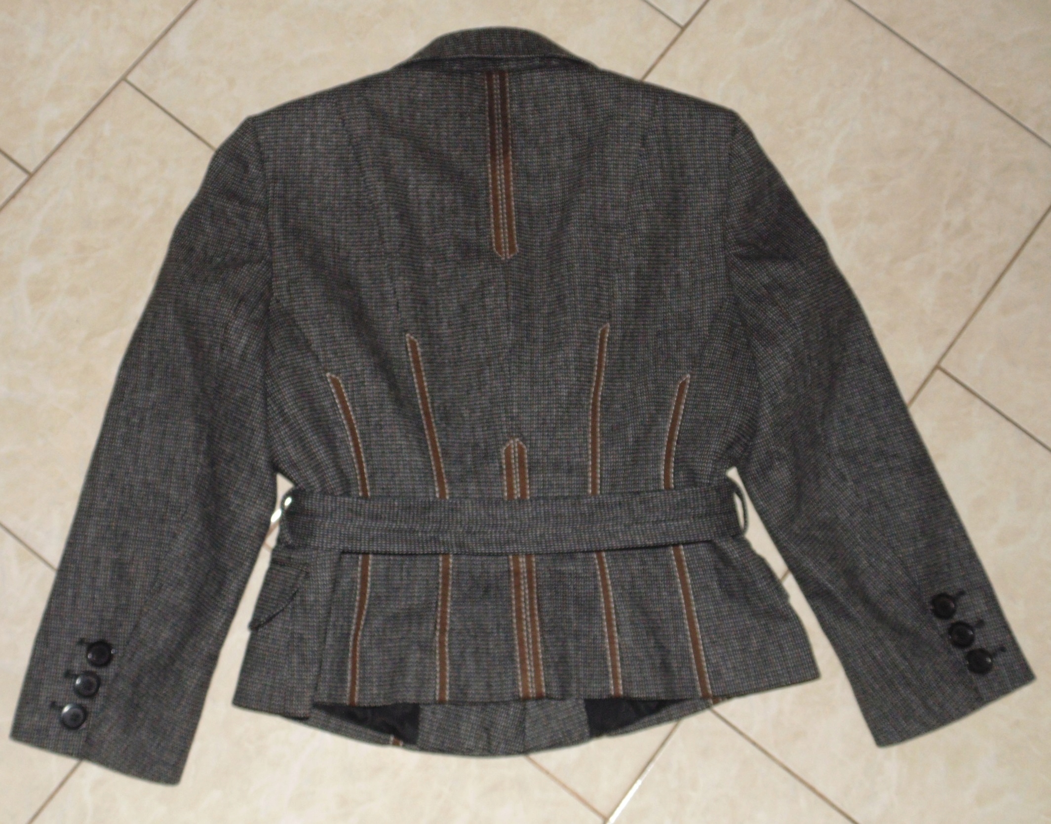 KAREN MILLEN M MARYNARKA ŻAKIET TALIOWANA WEŁNA Rękaw rękaw 3/4