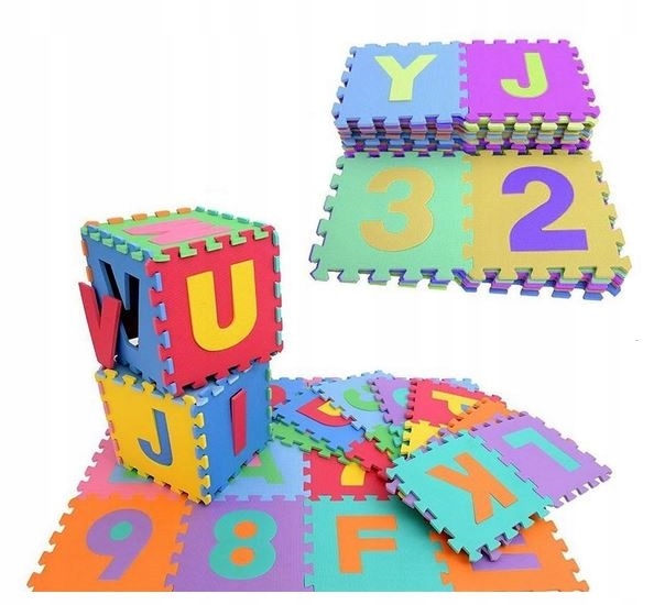 

Duża Mata Piankowa Puzzle Litery Cyfry 36szt 72ele