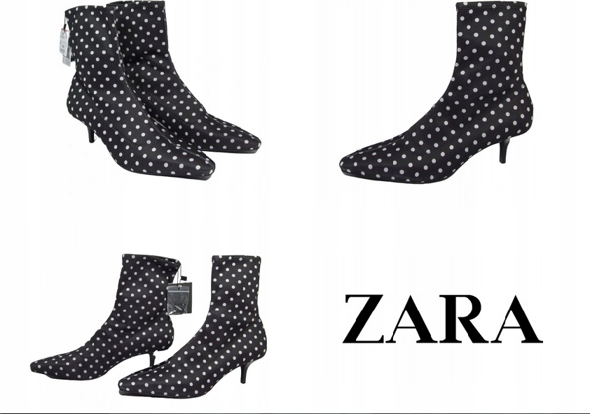 

Zara Trf Botki elastyczna cholewka groszki Roz.37