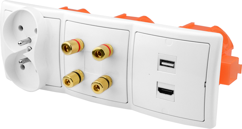 2× Gniazdo ścienne podtynkowe 1USB 1HDMI 4G 2x230V