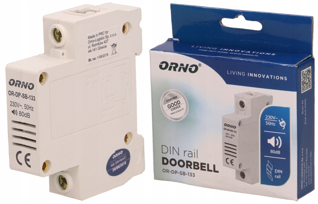 

Orno Dzwonek na szynę Din 230V 80dB OR-DP-SB-133