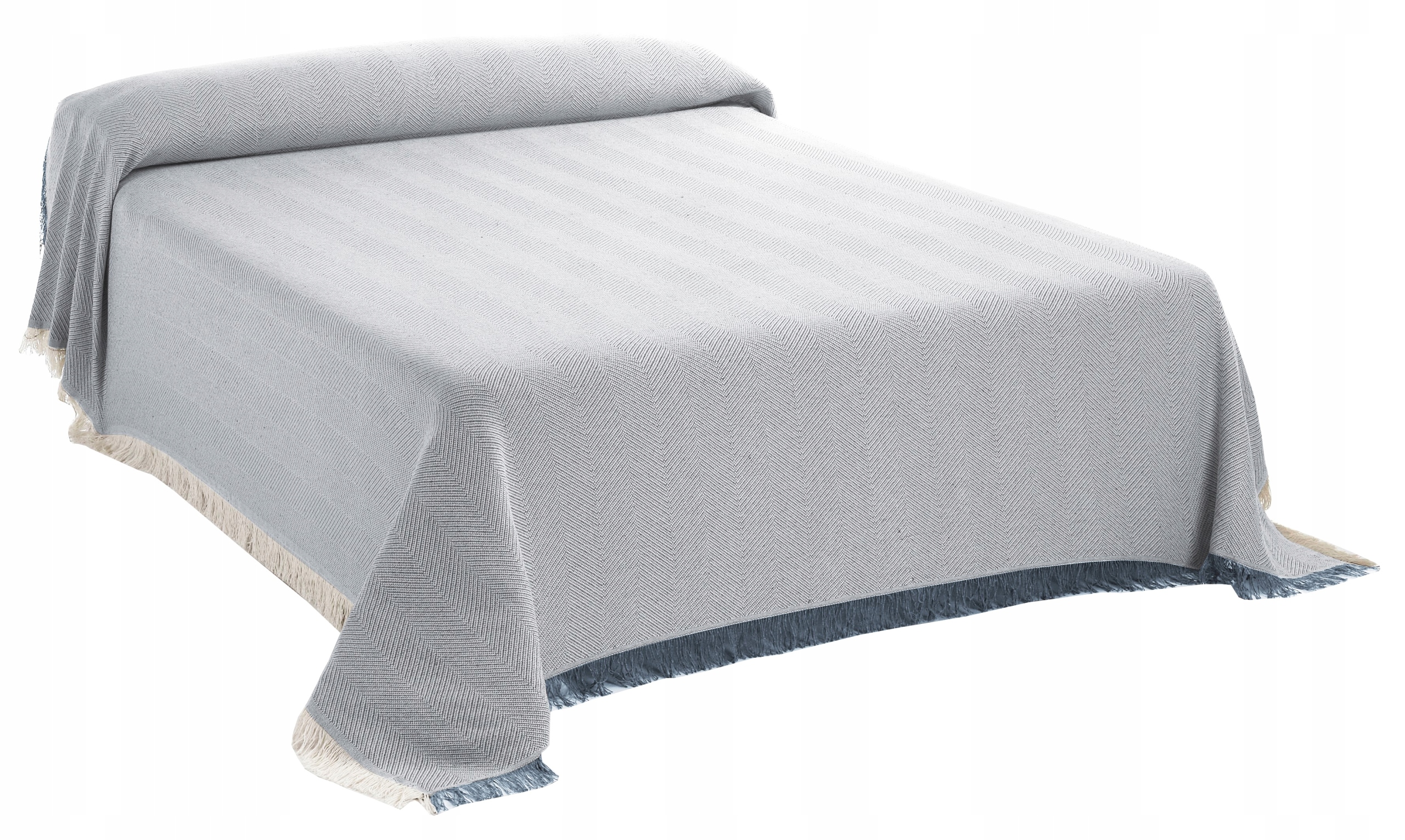 KOC NARZUTA DUŻA XXL KREM SZARY 230X260 BAWEŁNA NATURALNA JODEŁKA FRĘDZLAMI EAN (GTIN) 8435520853690