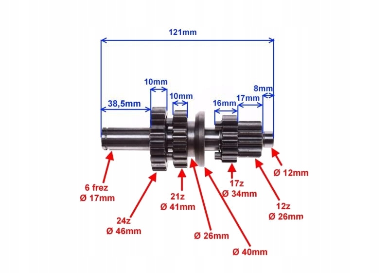 SKRZYNIA BIEGOW CROSS 125 CC KPL Part number 0000