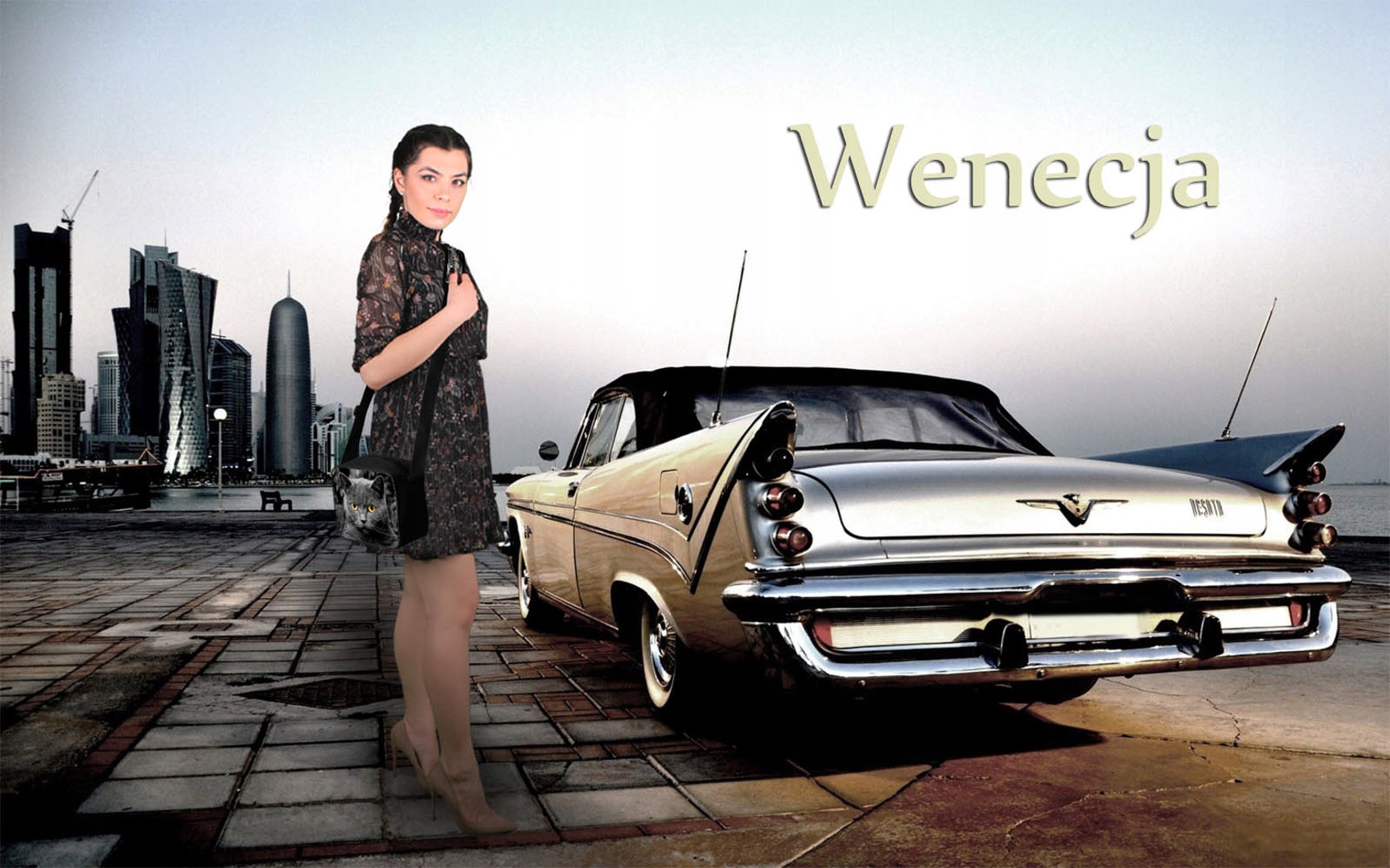 TOREBKA MINI KOT 29 BRYTYJSKI SZARY PUSZYSTY Wzór dominujący print (nadruk)