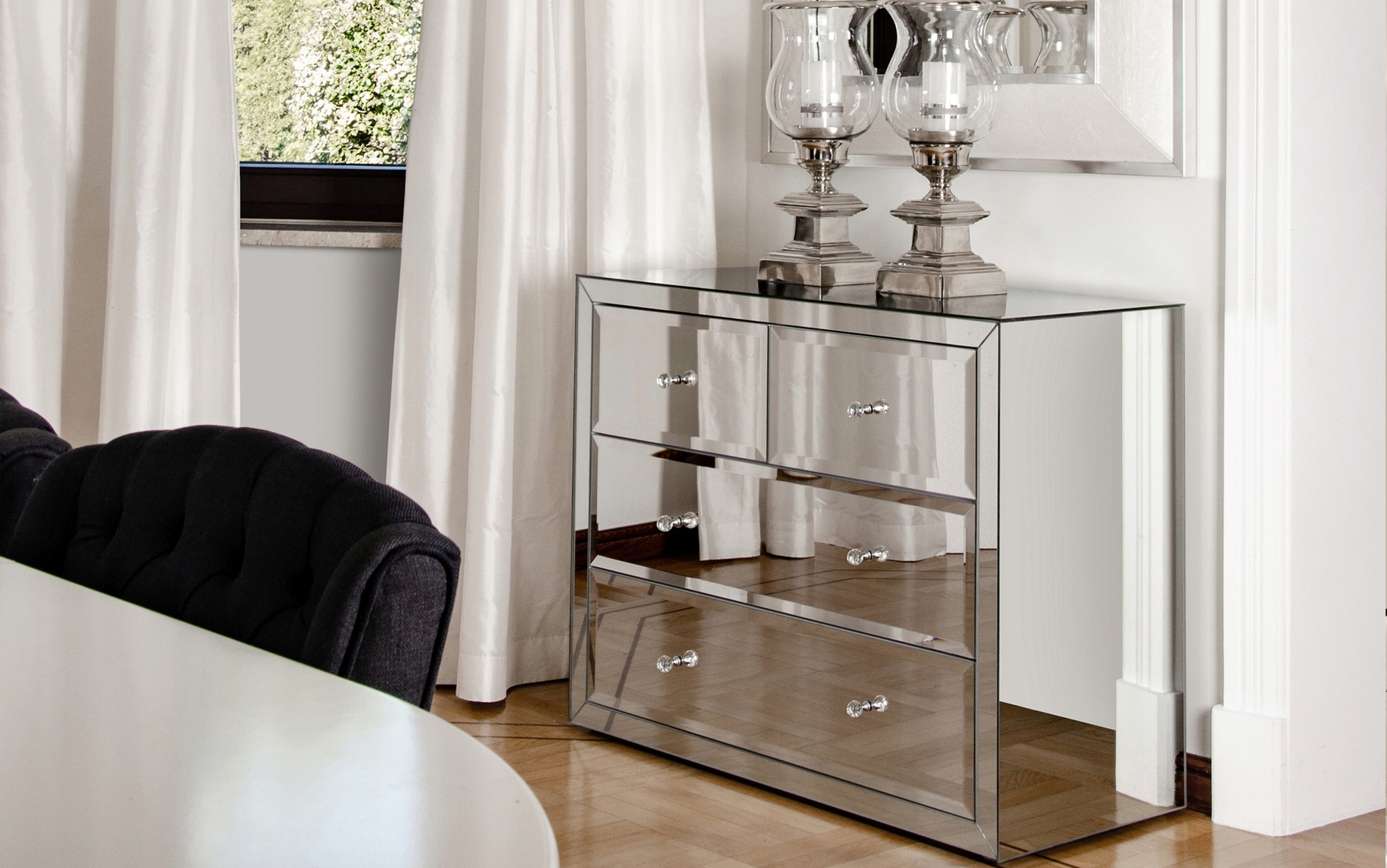 Siedzisko lustrzane LONG ISLAND, podnóżek,taboret Wysokość mebla 45 cm