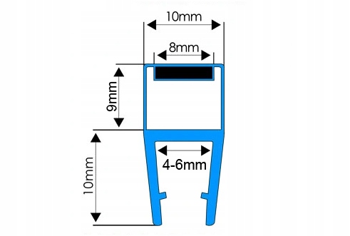 2M USZCZELKA MAGNETYCZNA DO KABINY PRYSZNICOWEJ DO DRZWI Z MAGNESEM 4-6MM Kod producenta US8620