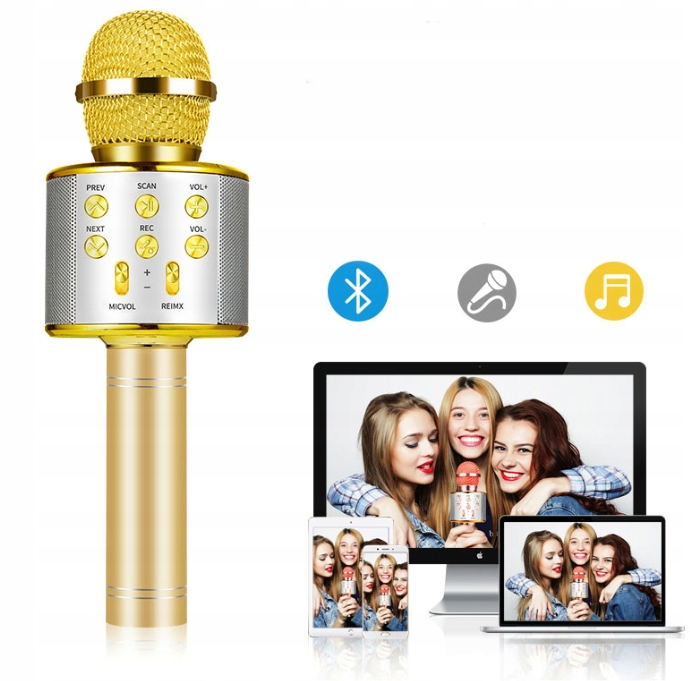 MIKROFON GŁOŚNIK BEZPRZEWODOWY KARAOKE BLUETOOTH Model WS-858