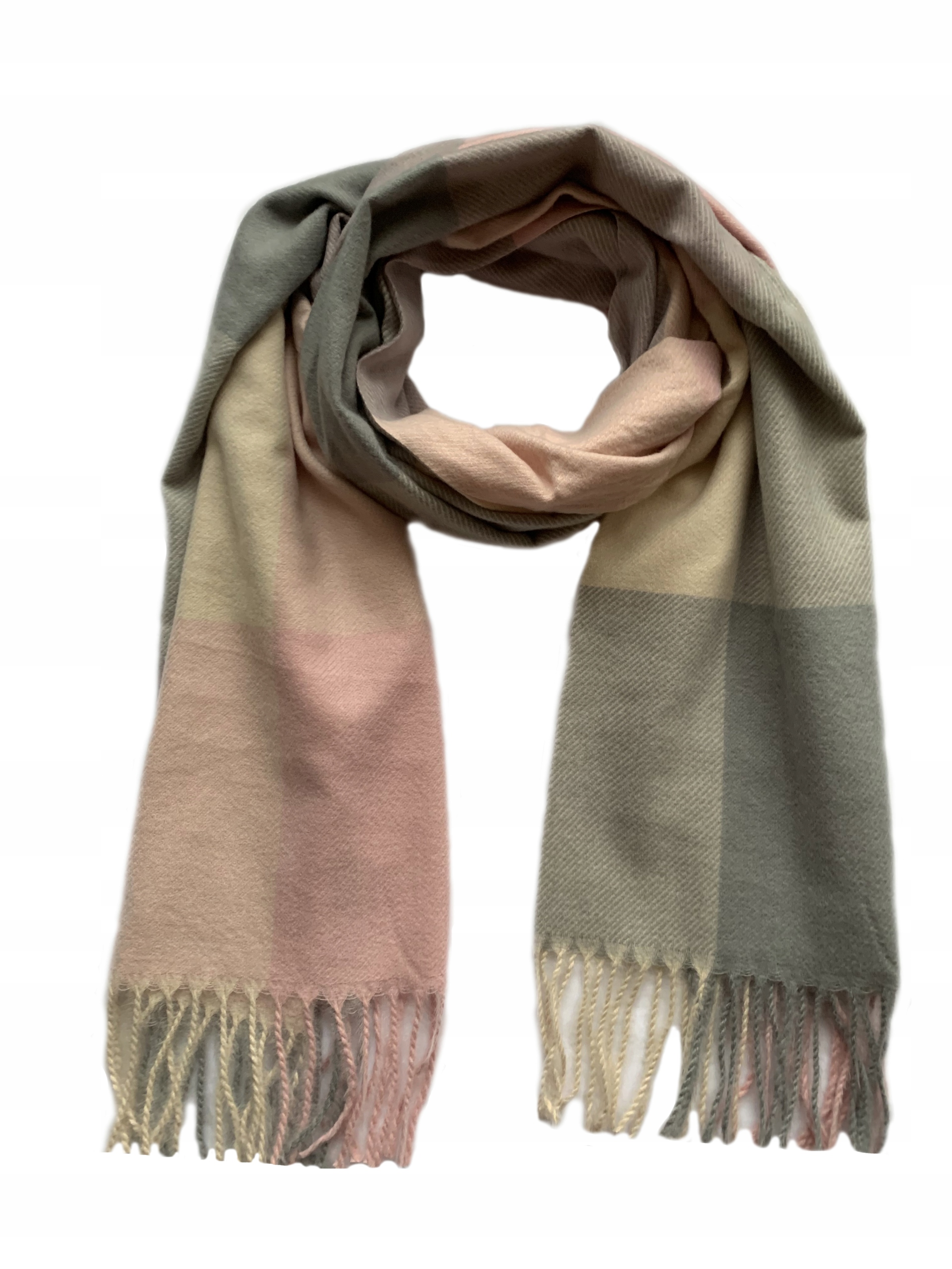 

Modny Szalik Szal Duży Krata Frędzle Elegancki