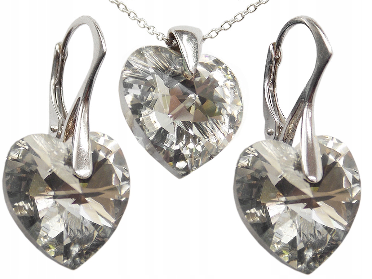 

Komplet Swarovski Serce 14mm Crystal Cal