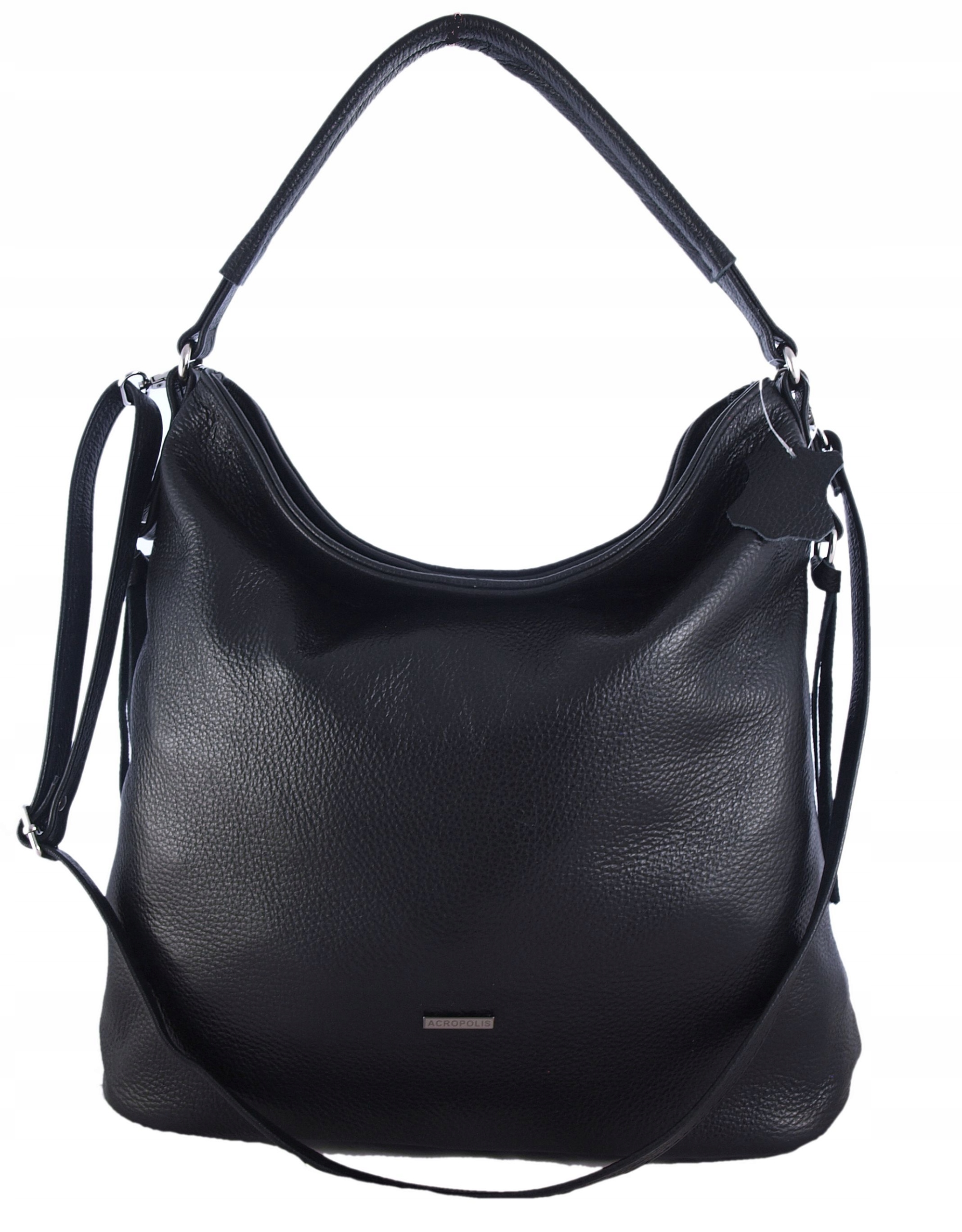 SKÓRZANA TOREBKA WOREK LISTONOSZKA CZARNA SKÓRA