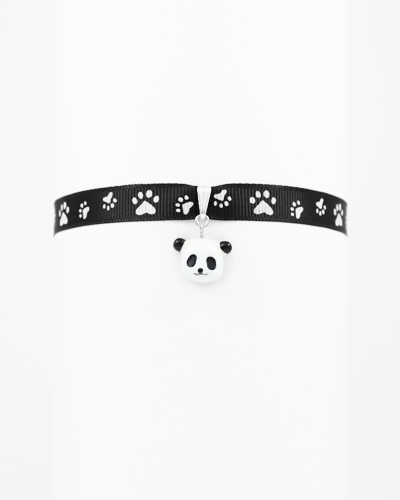 choker PANDA dusik naszyjnik obroża czarny kawaii Materiał inny materiał