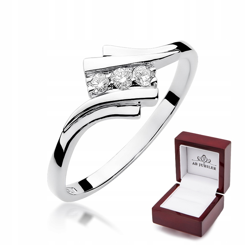 

Pierścionek Zaręczynowy 585 Białe Złoto Brylanty