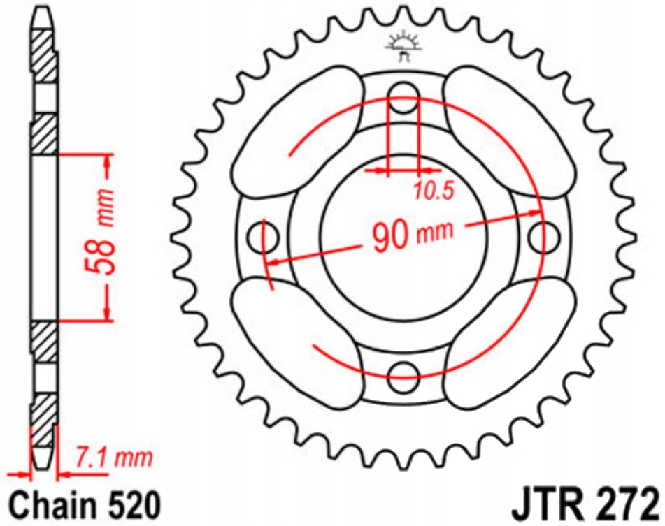 Zadní ozubení 520 Jtr 31Z Honda Cb 250 Two-Fifty