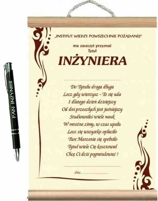 

Dyplom życzenia gratulacje Pana Inżyniera