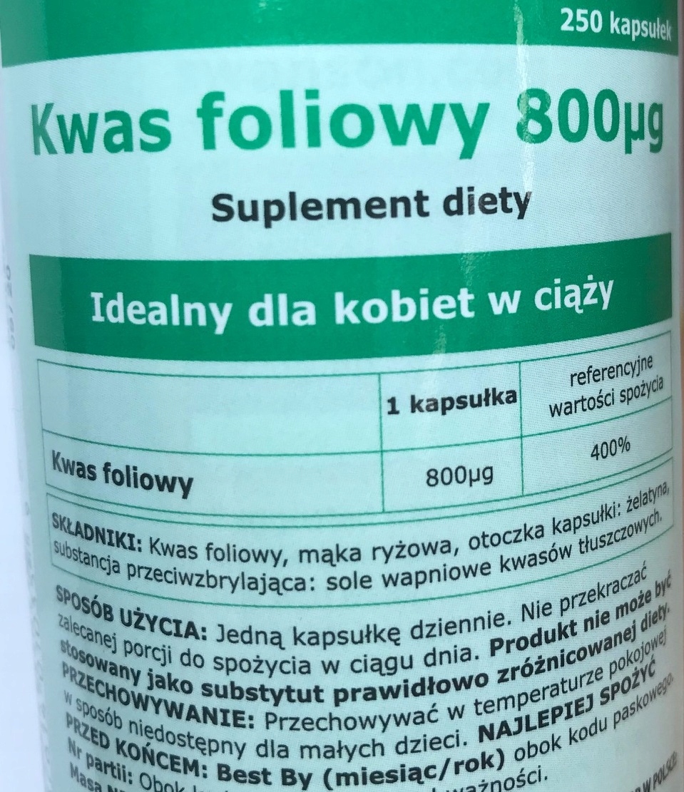 SWANSON KWAS FOLIOWY 250k Folic Acid 800 mcg Przeznaczenie uniwersalne