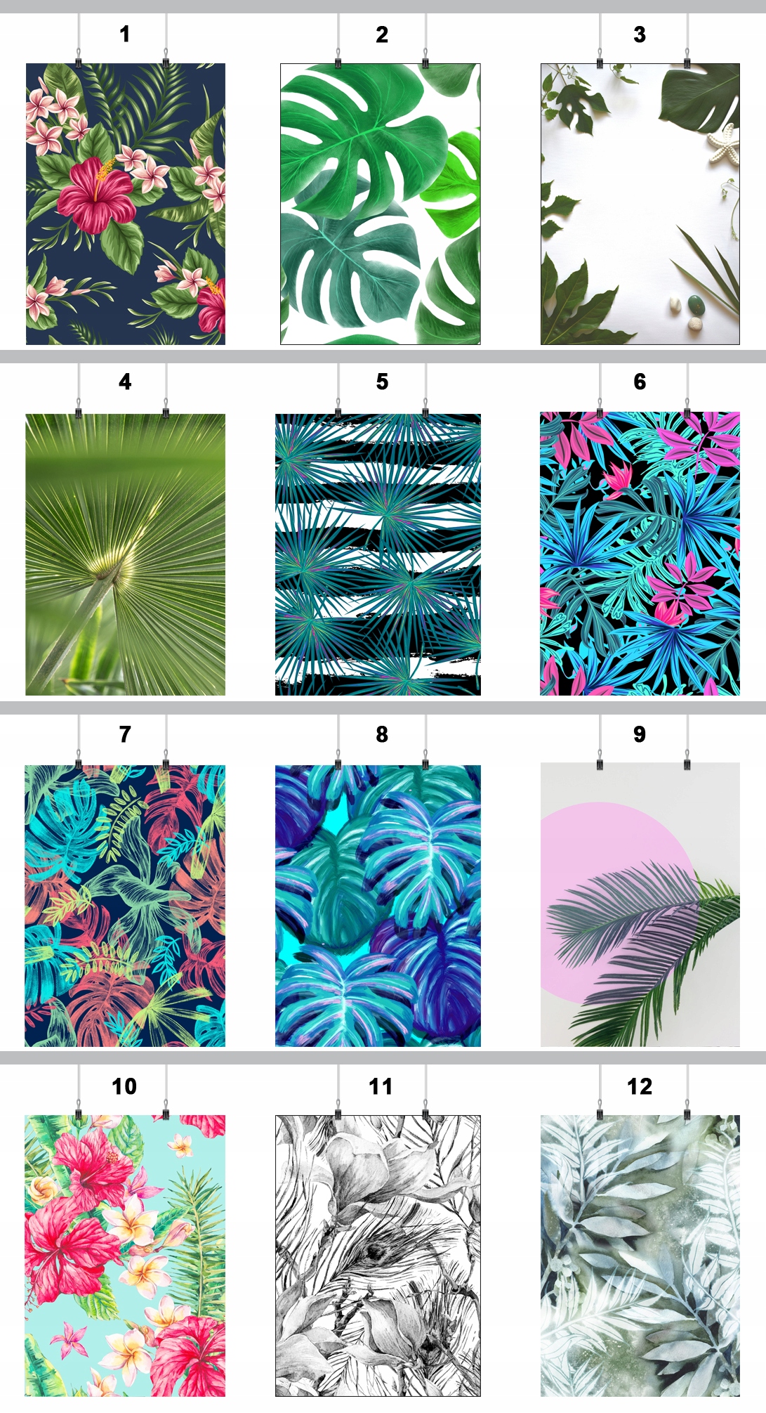 PLAKAT LIŚĆ LIŚCIE ROŚLINY 59x42CM MAT 78 WZORÓW Marka inna