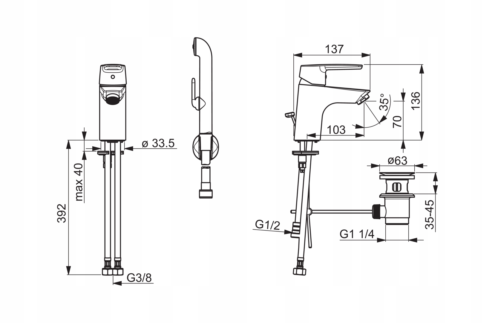 Bateria umywalkowa z rączką natrysku Bidetta Oras Marka Oras