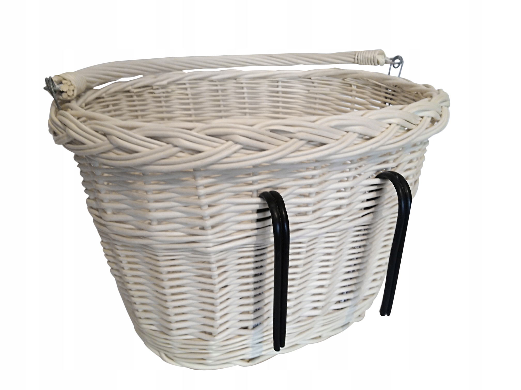 Duży kosz,KOSZYK wiklinowy na Rower, Haki Biały