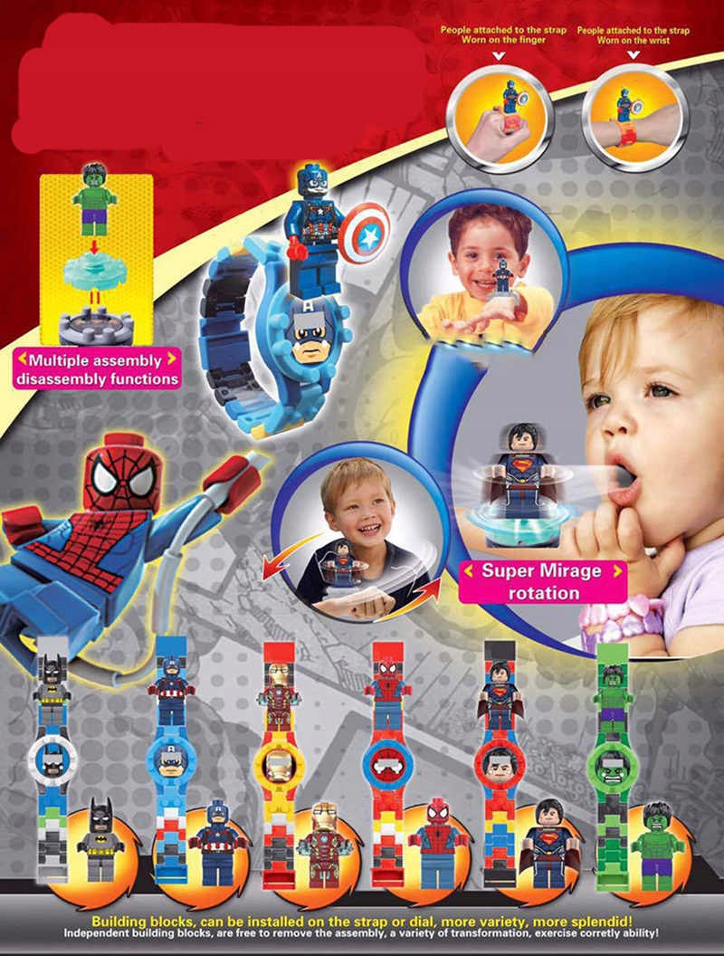 zegarek OBROTOWY dziecięcy LEGO zegarki klocki dla dzieci chłopca IRON MAN Funkcje Datownik Timer