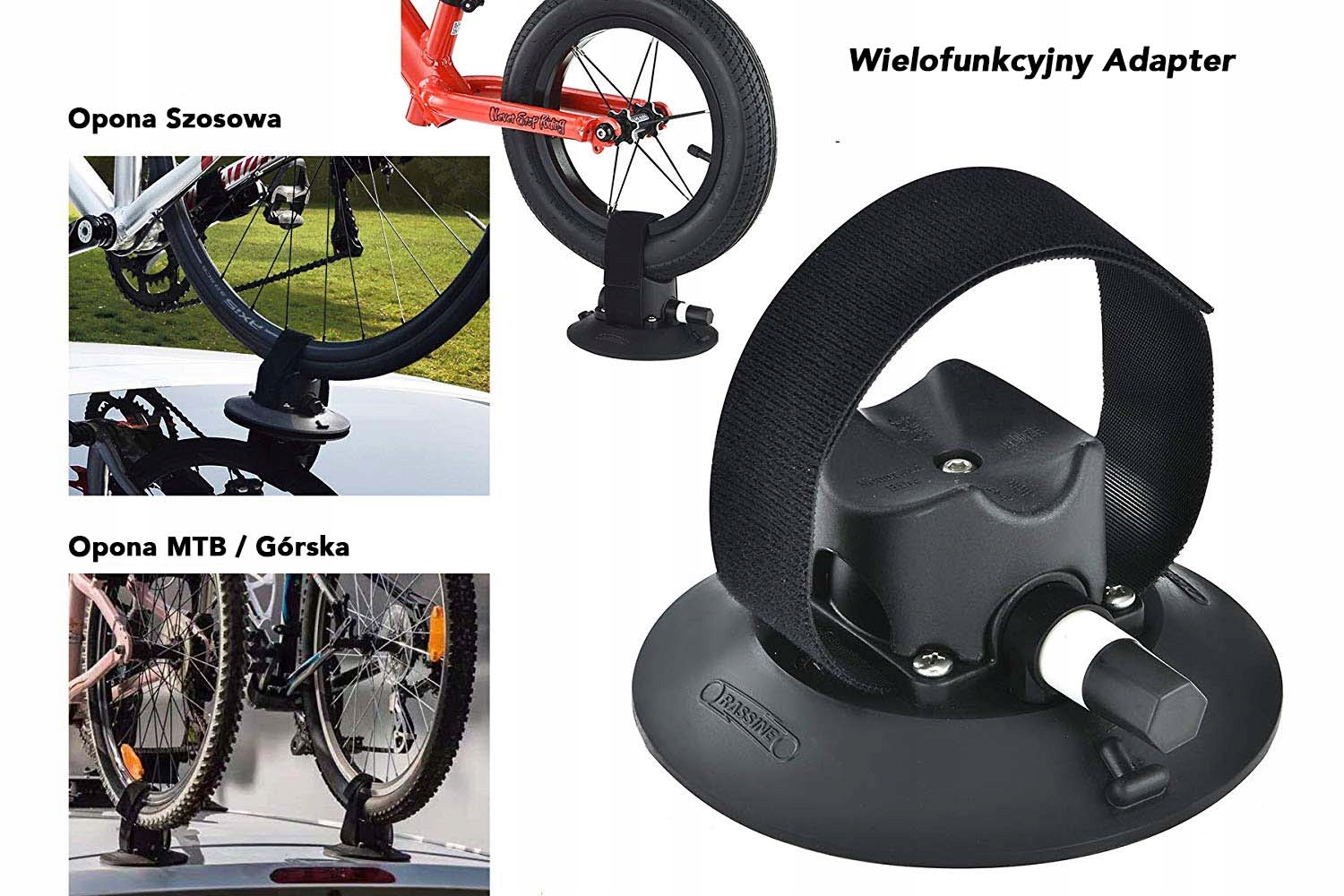 Bagaznik uchwyt rowerowy dach Przyssawki Rassine Product Length 33 cm