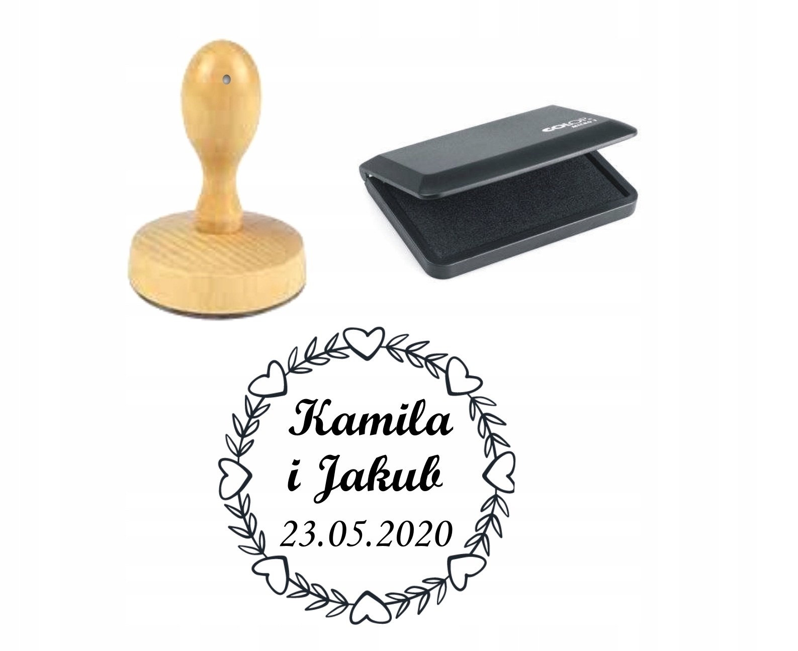 PIECZĄTKA NA ŚLUB PIECZĘĆ ŚLUBNA STEMPEL WESELE Kształt okrągły