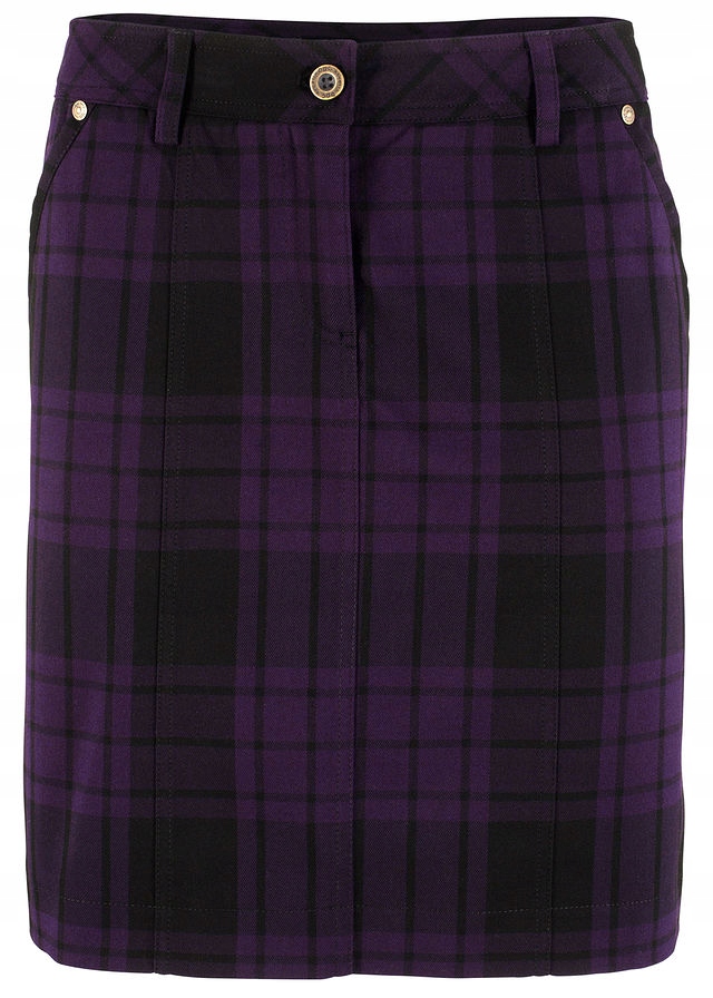 G4323 SPÓDNICA ZE STRETCHEM FIOLETOWA W KRATĘ R.40