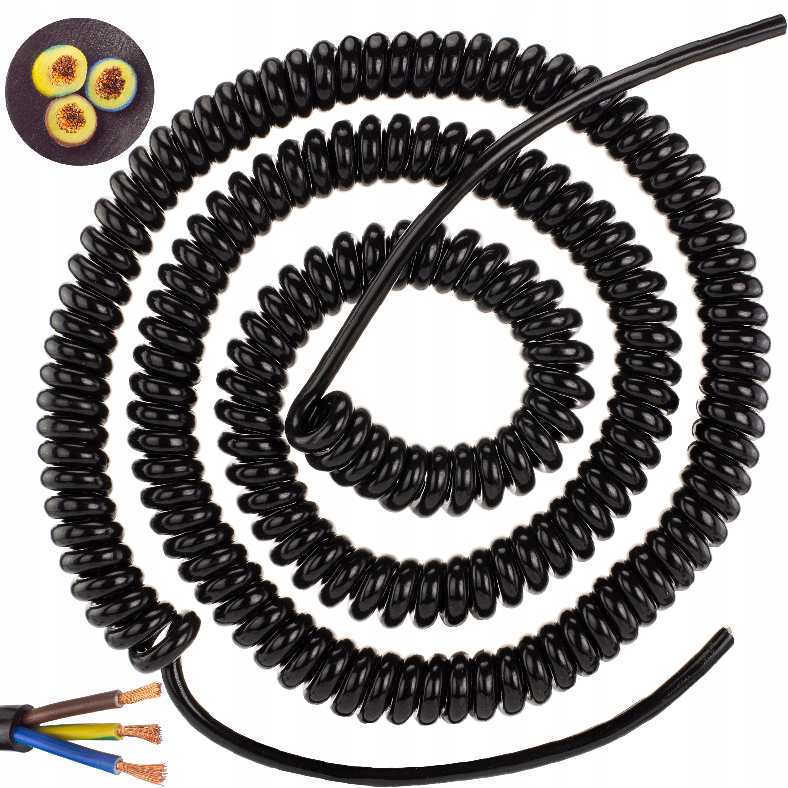 

Przewód kabel prądowy spiralny Omy 3x1,5 7,6m