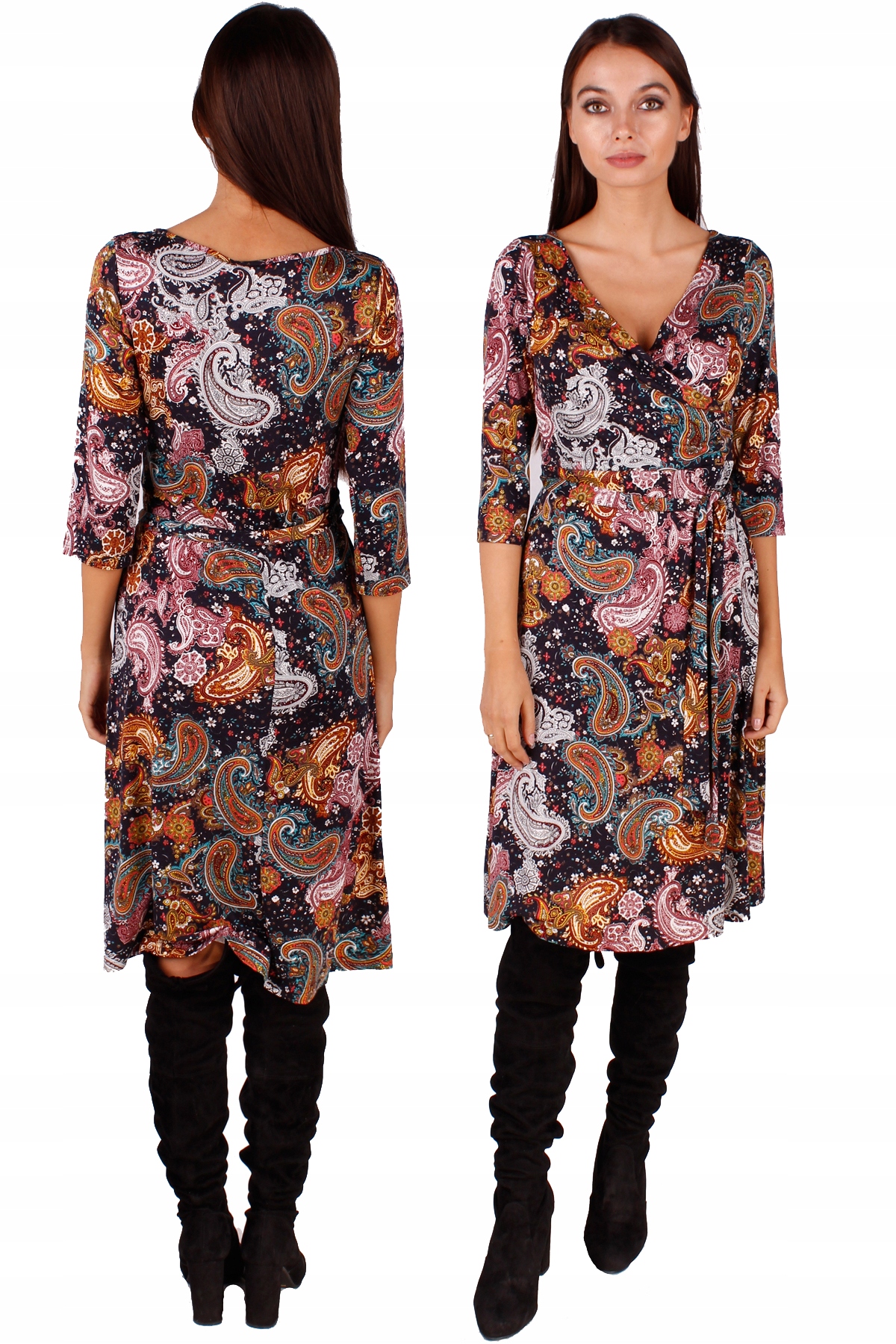 

Sukienka midi XL kimono rozkloszowana 01171XLCZ