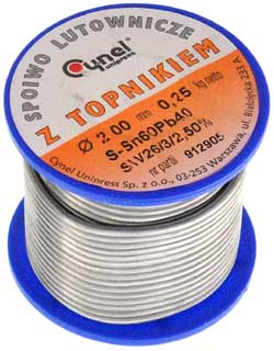 

Cyna 2,00 mm 0,25kg Z Topnikiem Cynel Sn60Pb40