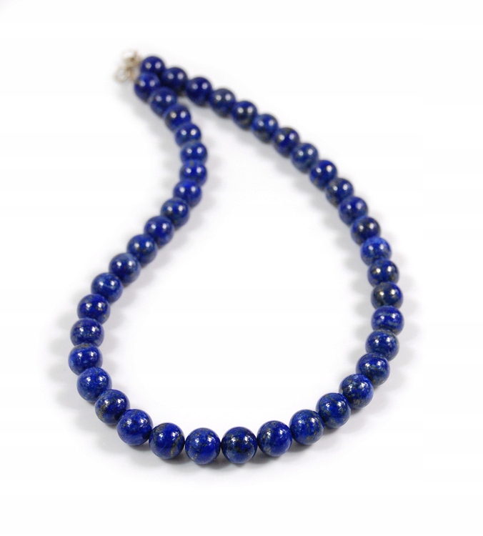 Přírodní náhrdelník Lapis Lazuli Lazurit hladké kuličky 10 mm stříbro 925
