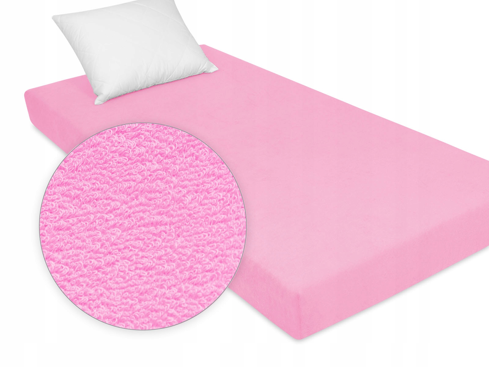 

Prześcieradło na gumce różowe frotte 80/190 cm