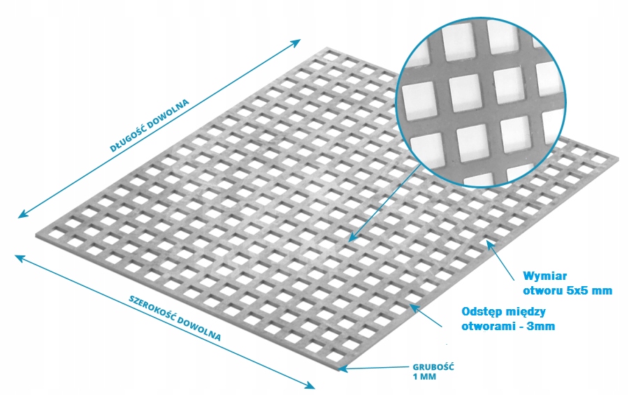 Blacha zwykła perforowana na wymiar 1 Qg 5-8 Marka Aimstal