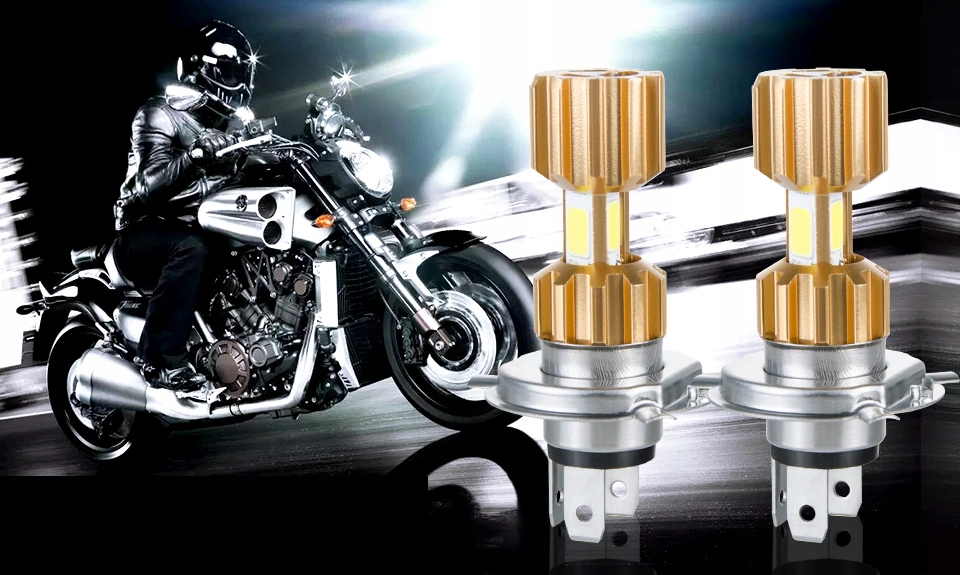 ŻARÓWKA LED MOTOCYKL MOTOR H4 HS1 3400lm MINI GOLD Typ H4 / P43t