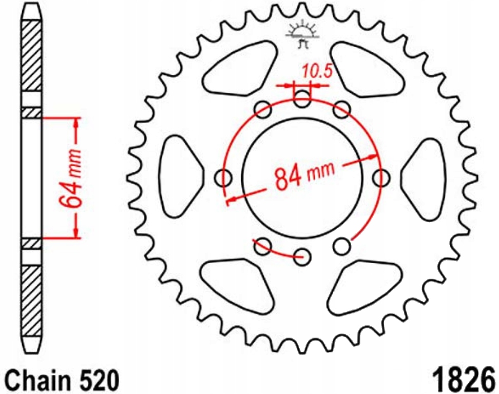 Zadní ozubené kolo Jt R1826 32-46Z Suzuki Lt-f 160 Quad