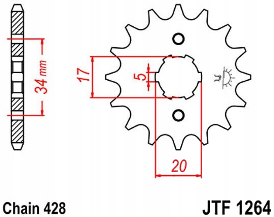 

Zębatka przednia Jt F1264 14-17Z Kymco Zing 125 II