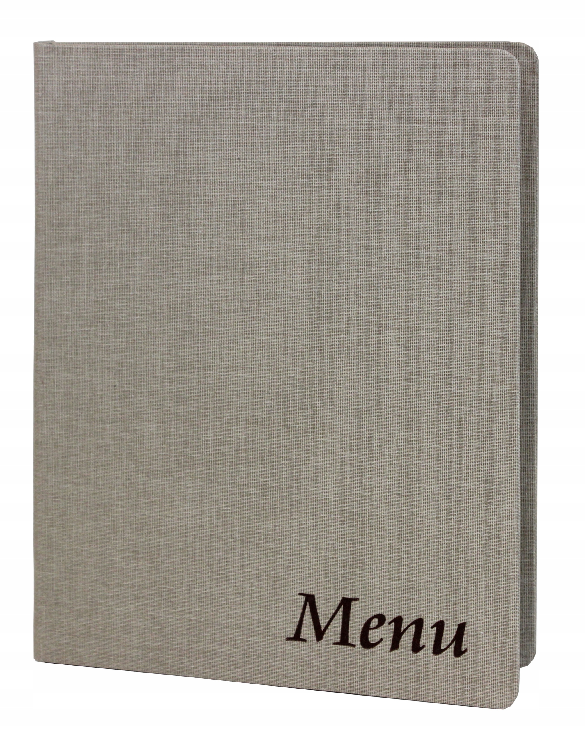 Karta menu Prestige, z płótna w kolorze piaskowym