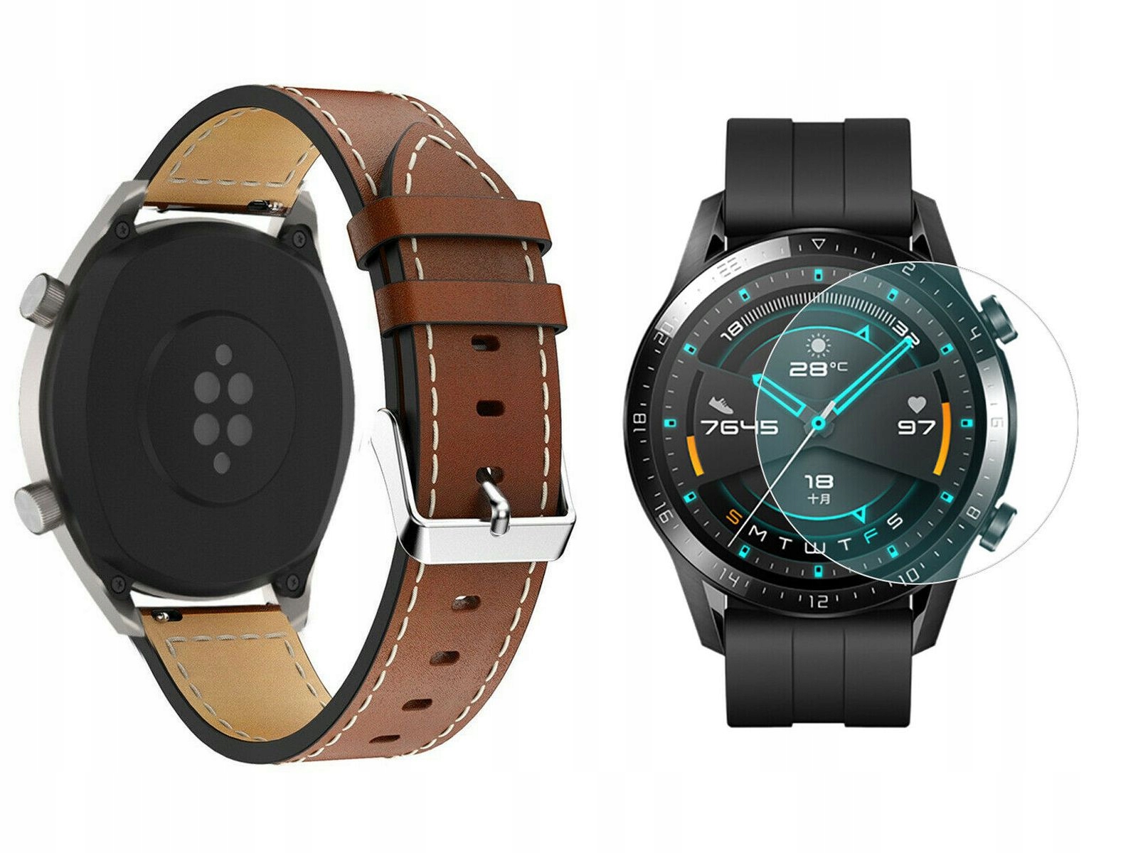 

Pasek Skórzany Do Zegarka Huawei Watch Gt 2 +szkło